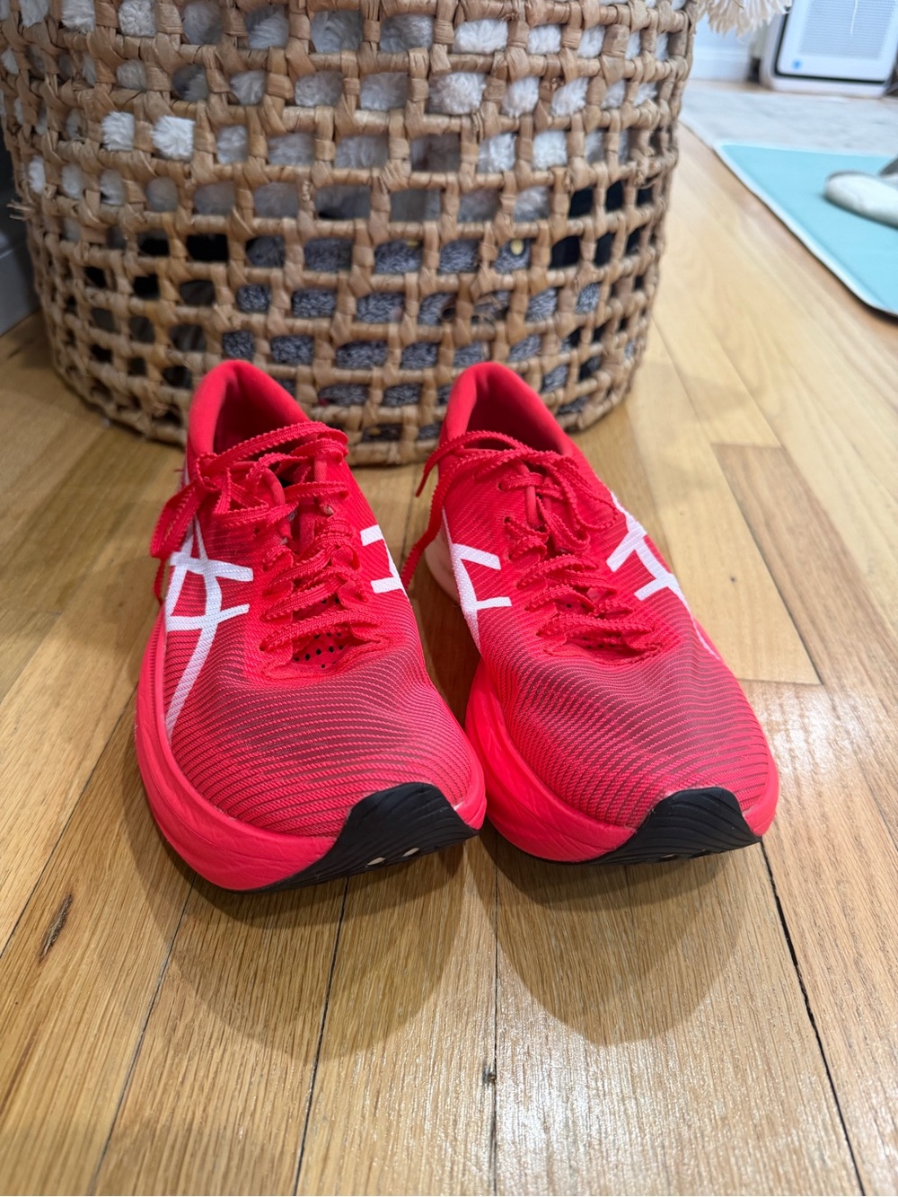Asics Women’s Bright Red / Pink Metaspeed Sky Running Sneakers with White Logo